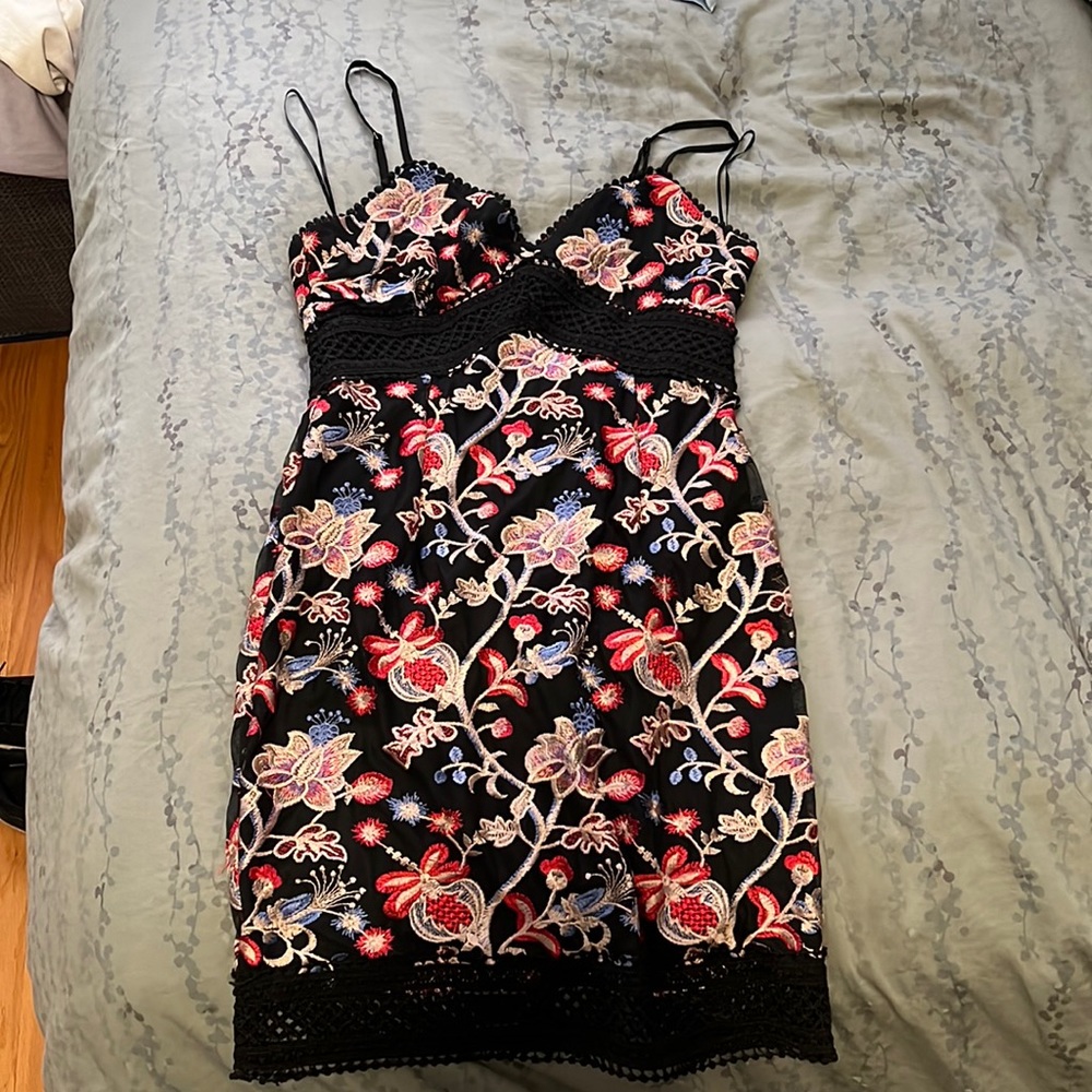 Aqua Flora Print Mini Dress
